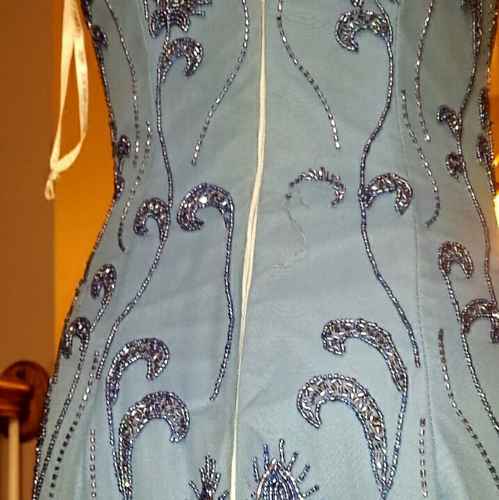 Blue beaded formal dress - Picture 4 of 8